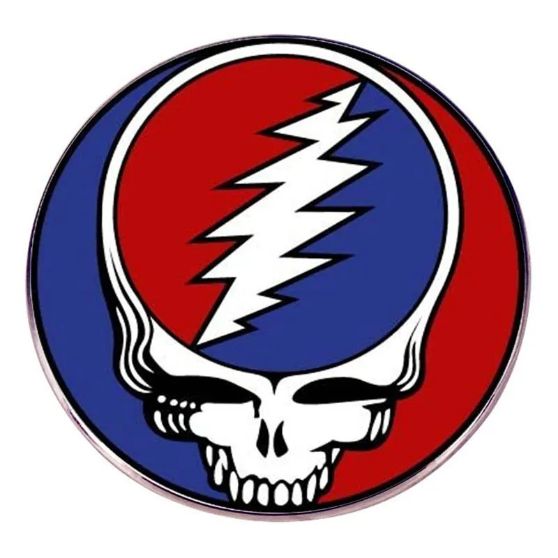 Grateful Dead Skull Brooch – Rock Band Lapel Pin, Metal Alloy Badge with Punk Music Skull Design, Vintage Accessory for Jackets & Bags
